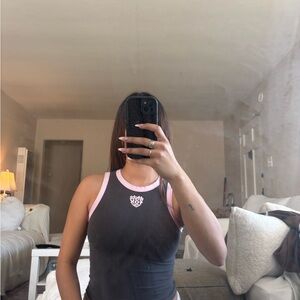 White Fox Boutique Black and Pink Crop Top